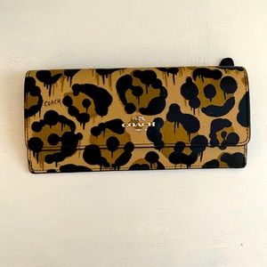 Coach Soft Longline Leopard Print Wallet